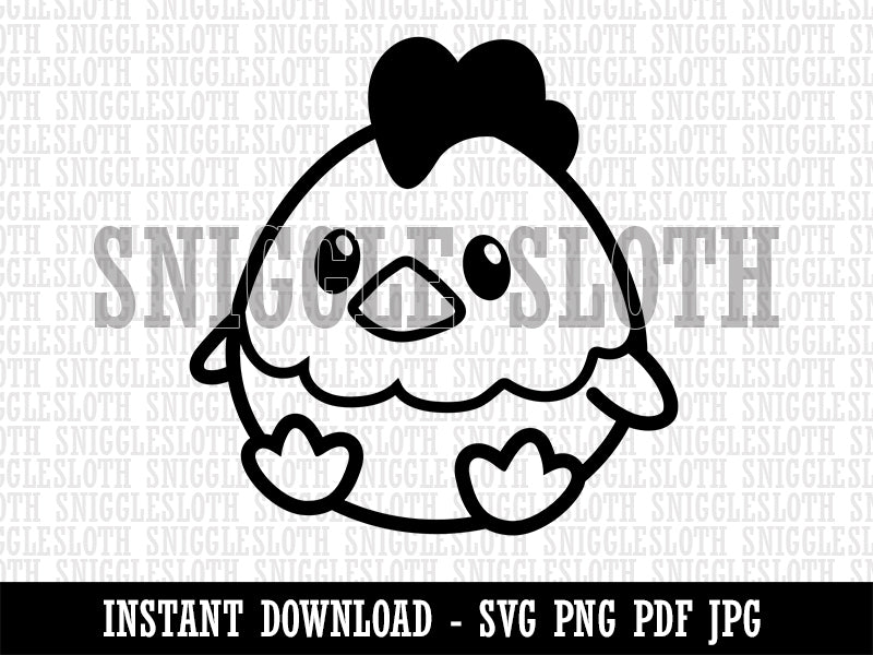 Cute Sitting Chicken Clipart Digital Download SVG PNG JPG PDF Cut File – Sniggle  Sloth